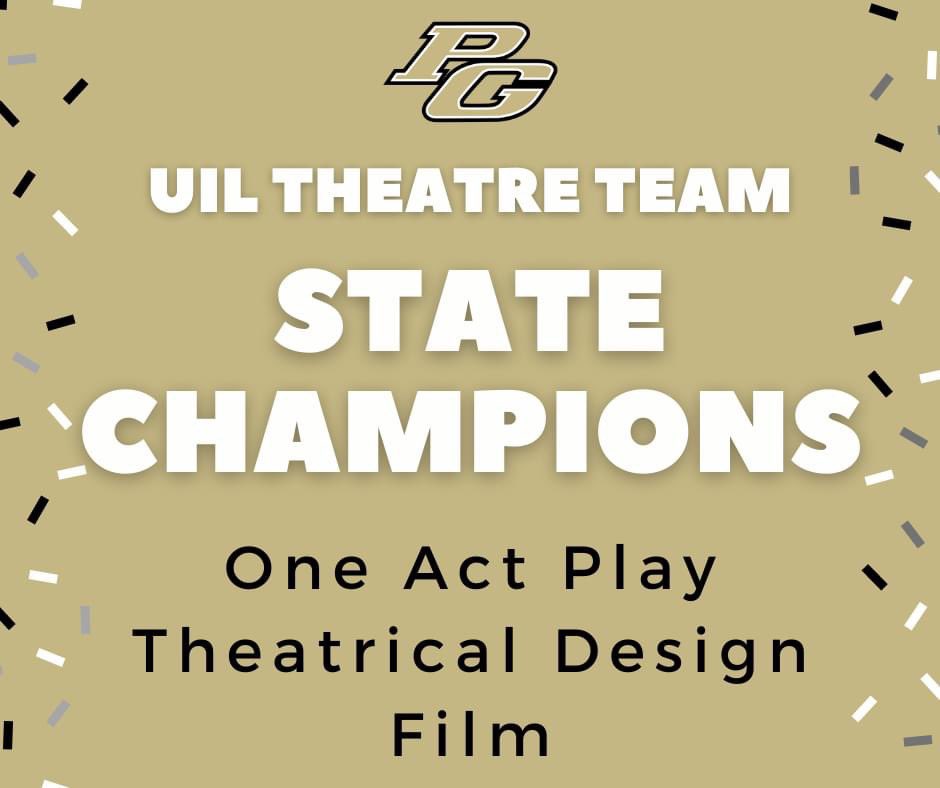 Pleasant Grove High School has won the Overall 4A UIL Theatre State Championship. The results are based on the combined performances/scores of One Act Play, Theatrical Design, and Film. #stateofmind #hawknation