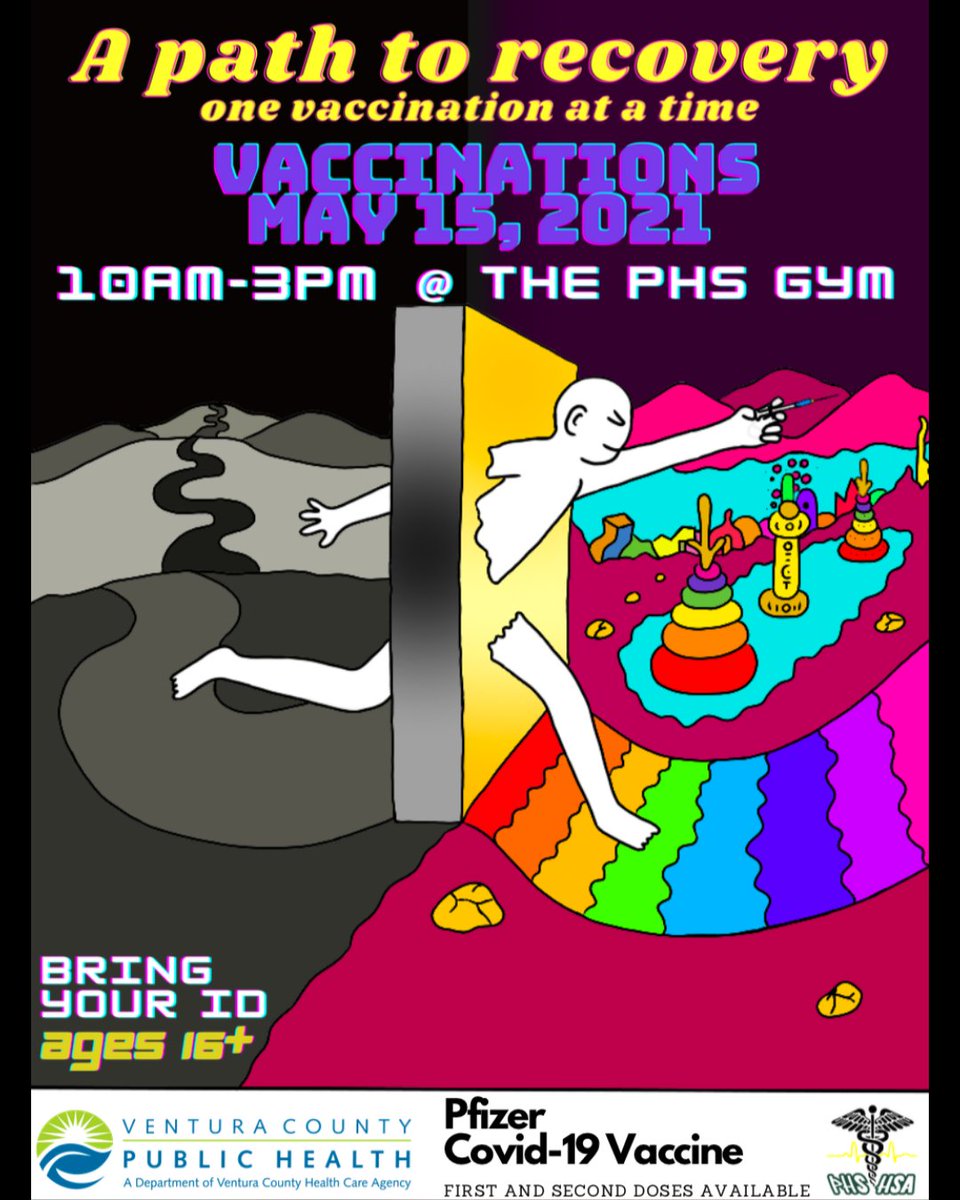 This Saturday there will be a Vaccine Clinic for the 1st and 2nd doses of Pfizer.

If the guardian is unable to attend, a signed consent form is required ( 16+ 17 y/o). 

Pacifica High School Gym
10:00 am - 3:00 pm
16+
Bring ID
Free
No Appointment Needed

ow.ly/n6sI50ELsDJ