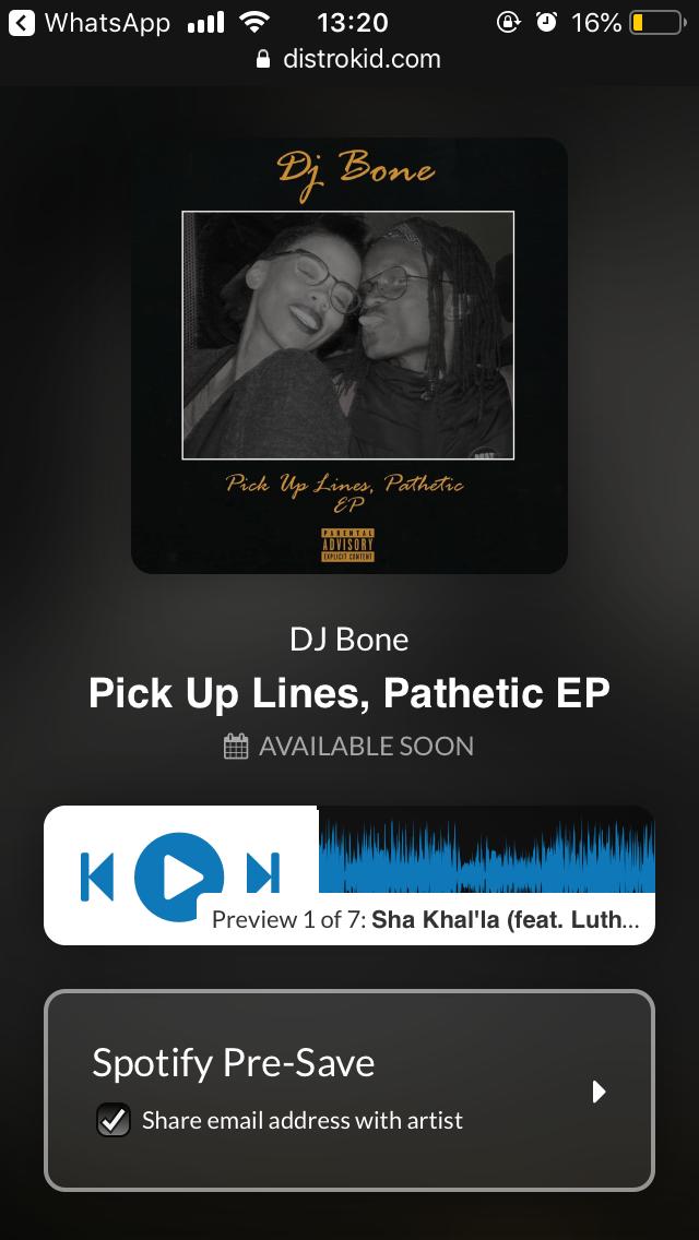 DjBone_SA's tweet photo. Dj Bone - Pick Up Lines, Pathetic Mixtape will be live on digital stores ina few days 🔥 https://t.co/lSAIQbiyf1
