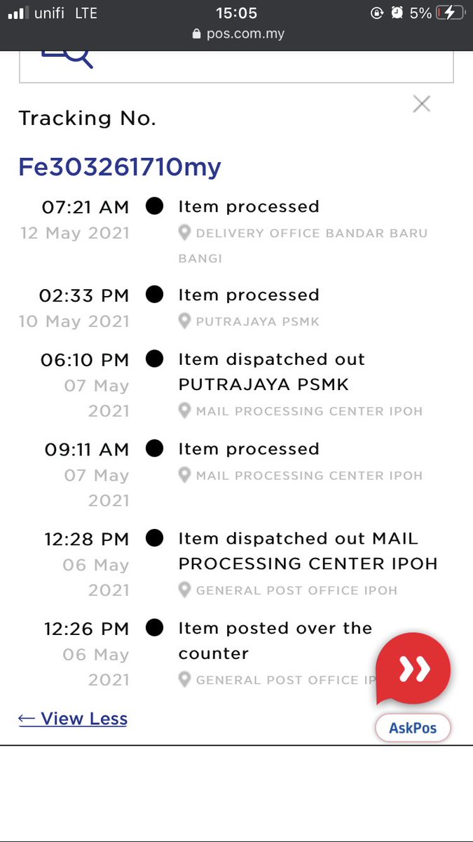 mistaewan's tweet photo. @pos4you Serah 6 Mei, pastu???Sampai Putrajaya duk 2 hari???Pastu hantar kat Bangi??? Dah sampai Putrajaya kenapa nk pi Bangi pulak.???Pastu?? Nak suh benda tu berhari raya kat Bangi ke??😡🤬 Nak PKP barang tu sampai PKP habis ke???Pastu???Mesti problem kalau pos Putrajaya dari luar 🤬😡 https://t.co/ciSlpWq2wP