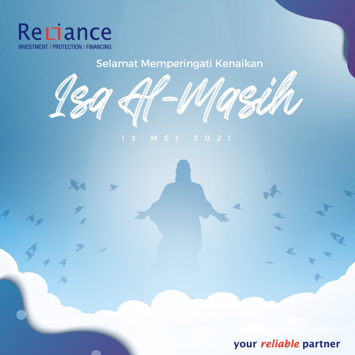 Reliance_ID's tweet photo. Selamat Memperingati Hari Kenaikan Isa Almasih, 13 Mei 2021.

"KasihNya selalu mendampingi kita semua." 

#kenaikanisaalmasih2021 #isaalmasih #reliance 
#reliid #relianceinsurance #reliancesekuritas 
#reliancelife #reliancefinance #relianceinvestasi #relianceinvestasi https://t.co/16hbcWtbSr
