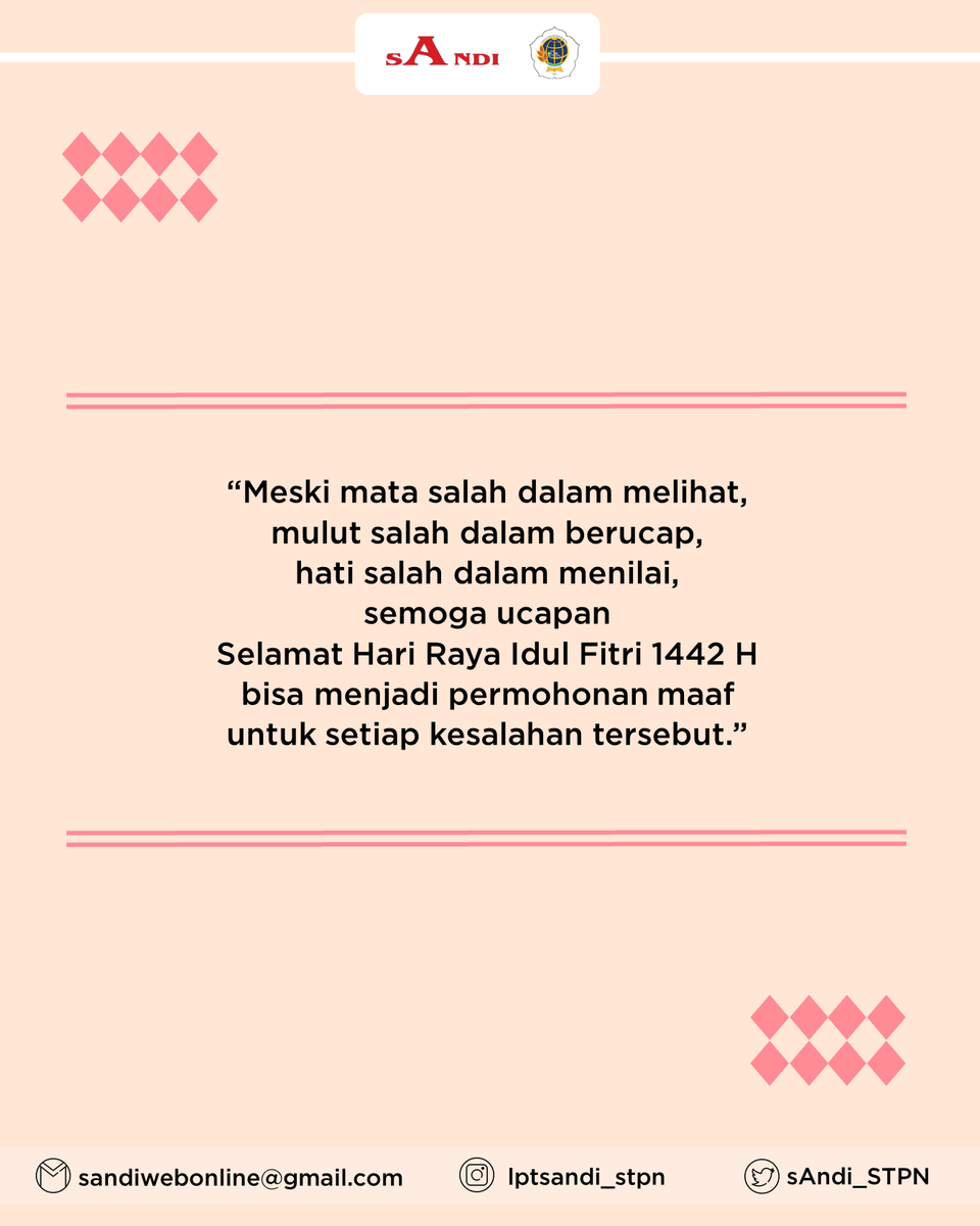 sAndi_STPN's tweet photo. Mohon maaf lahir dan batin
 
#Lebaran 
#IdulFitri
#1442H 
#SelamatIdulFitri
#KetupatDay
#lptsAndi2021 https://t.co/2gm7mwek7B