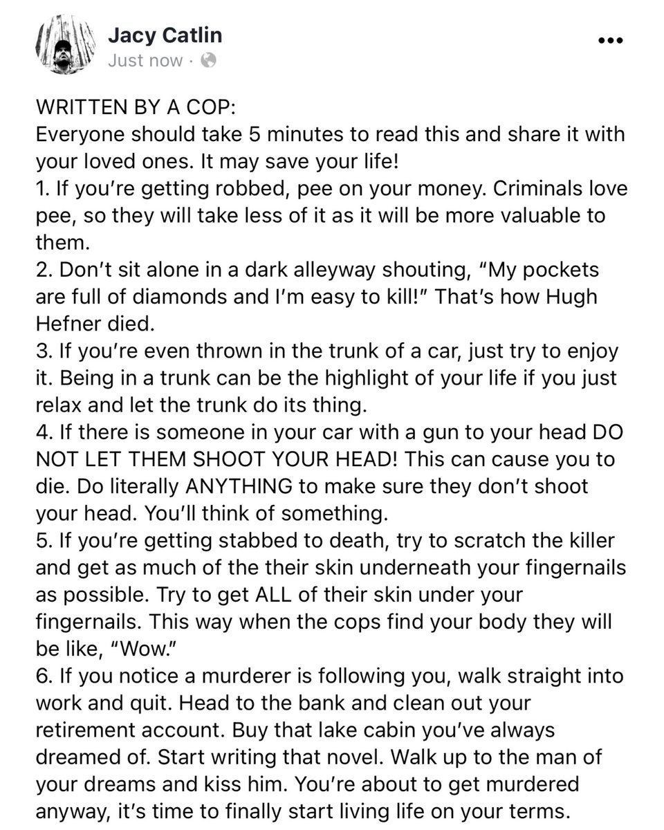 Super helpful tips from an actual cop on what to do if a crime is being done to you