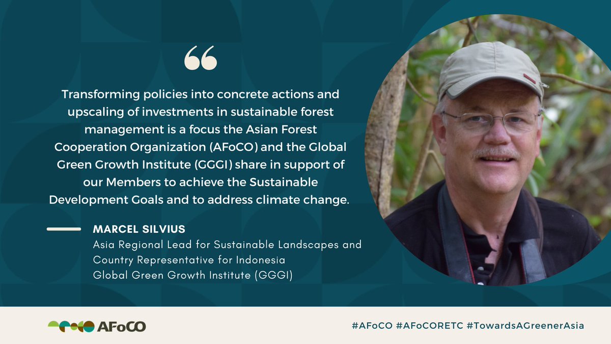afocosec's tweet photo. Mr. Marcel Silvius, #GGGI’s Asia Regional Lead for Sustainable Landscapes and Country Representative for Indonesia, highlights the common focus that AFoCO and GGGI share in pursuing the #SDGs and addressing climate change.
#AFoCO #AFoCORETC #TowardsAGreenerAsia https://t.co/b5tV1y2ygk