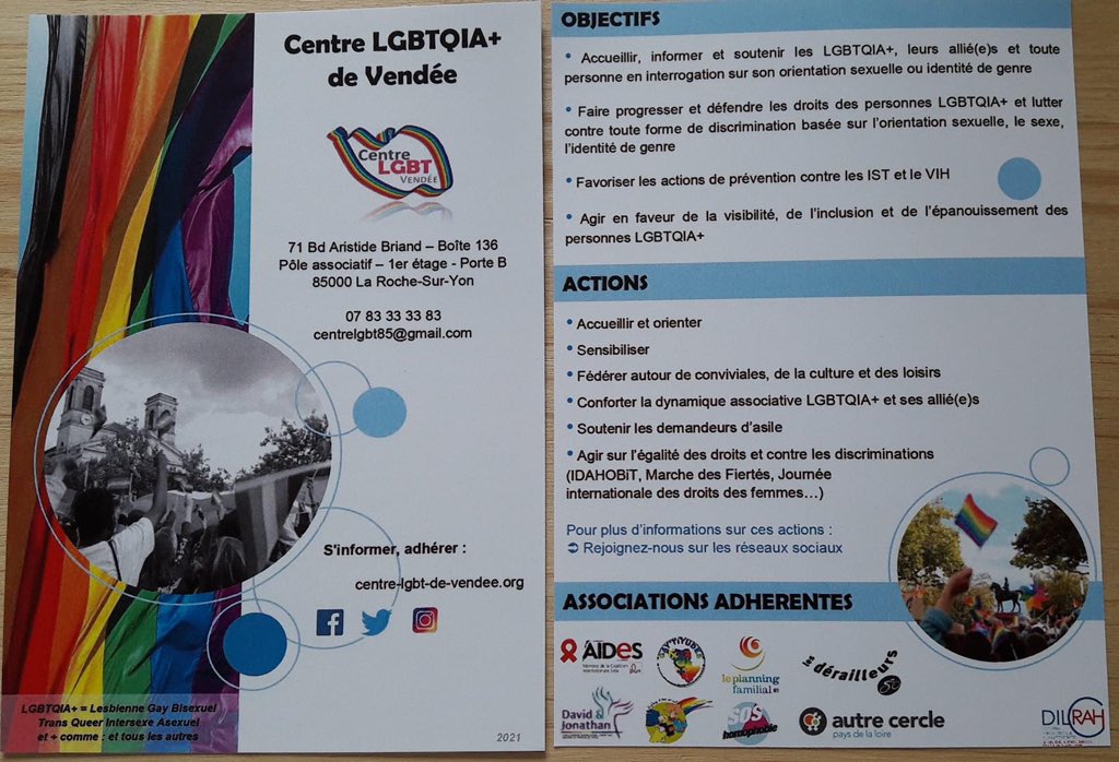 Nous sommes ravie de vous présenter les nouveaux flyer du centre. 😃
Il es beau, colorés, crée par les membres du bureau, merci à l'équipe ! 🏳️‍🌈