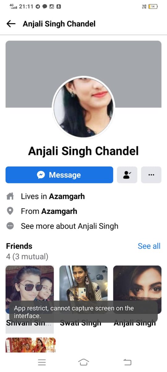 ram_ssingh's tweet image. @Uppolice @digazamgarh @CMOfficeUP @homeupgov @myogiadityanath @finkd
Getting messages from unknown Person on FB who cloned profile pic to create I&apos;d, request you to support as this leads to Women harrasment.telling her to make her nude video among her Family Member. Pls help