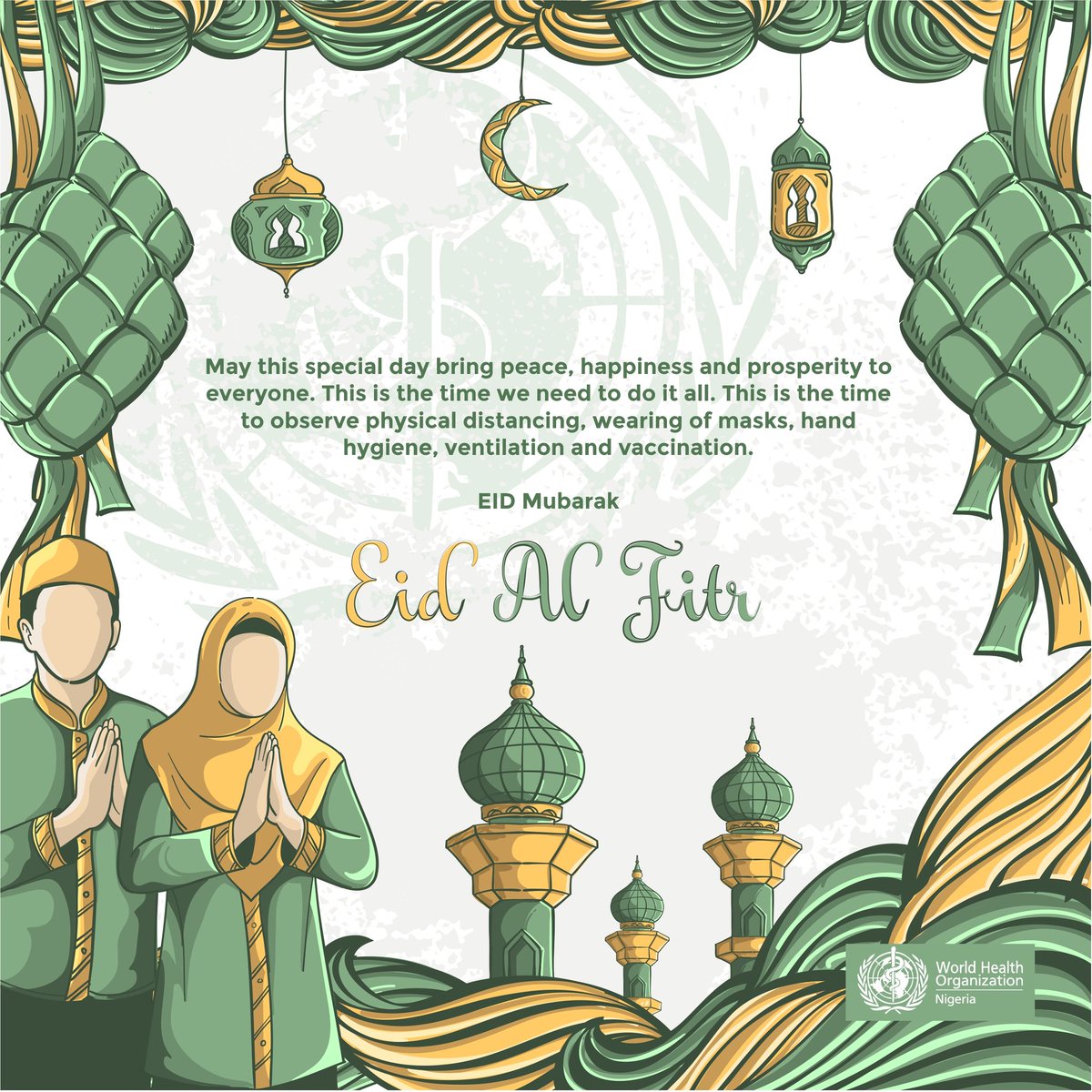#EidMubarak

May this special day bring peace, happiness and prosperity to everyone. This is the time we need to do it all. This is time to observe #PhysicalDistancing, wearing a #facemask l  #HandHygiene, ventilation &amp; #vaccination.

#EidAlFitr