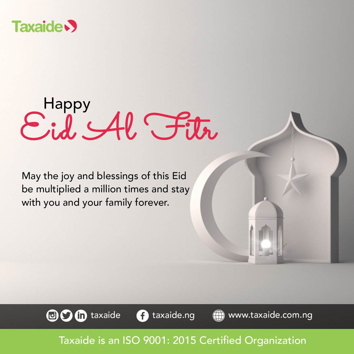 Taxaide's tweet photo. Happy Eid Al Fitr to all our Muslims brothers and sisters around the world!

May the joy and blessings of this Eid be multiplied a million times and stay with you and your family forever.

#eid #happyeid #eidmubarak #eidalfitr #eid2021 #joy #muslim #nigeria #blessing #Crypto https://t.co/shwfwk7llk