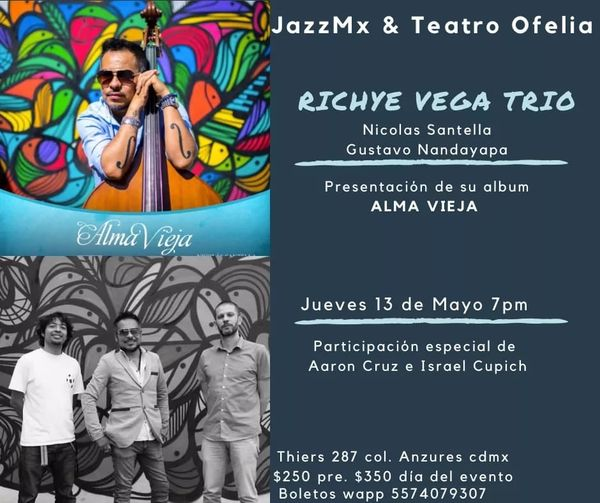 sincopablues's tweet photo. Mañana es la presentación de #AlmaVieja, nuevo disco de @richyevega. Estará acompañado de Nicolás Santella, Tavo Nandayapa, @AaronCruzB e @ICupich. Los detalles en el flyer 👇 https://t.co/tEzoO03sdj
