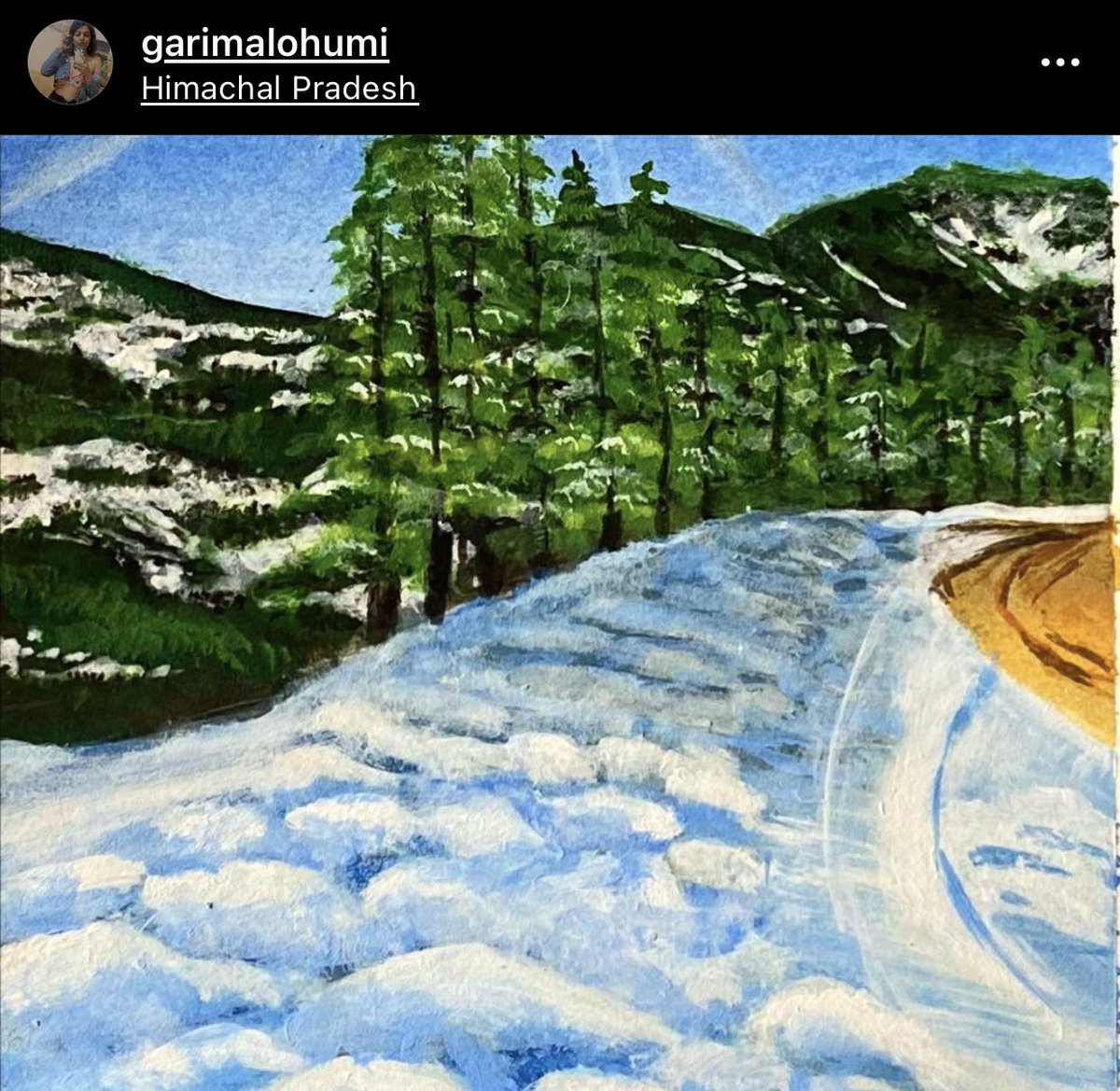 garimalohumi's tweet photo. Snowscape #acrylic on Paper #HimachalPradesh #art #artist #love #photography #drawing #instagood #artwork #artoftheday #like  #painting #beautiful #follow #picoftheday #photo #bhfyp #style #nature #painting #artistsoninstagram #illustration #happy #digitalart #design #sketch https://t.co/Yeqov1Wlkk