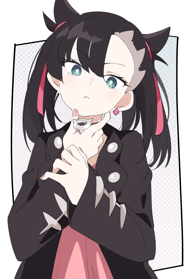 marnie (pokemon) 1girl solo black hair black jacket jacket hair ribbon ribbon  illustration images