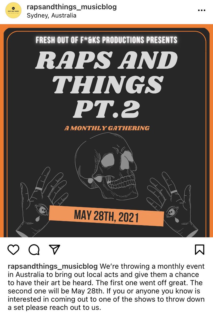 rapsandthings's tweet photo. We’re now hosting monthly gatherings in #sydneyaustralia &amp; hopefully will grow as restrictions become less and less 🤗 #liveshows https://t.co/0a3HgnaECJ
