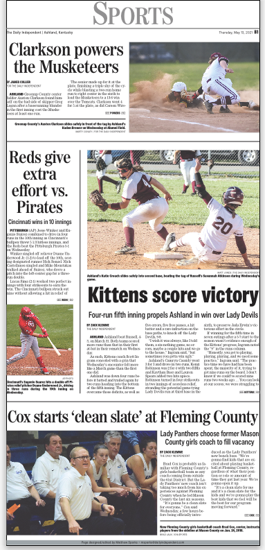 SparksWillFly35's tweet photo. Thursday sports front! Local work by @zklemmeADI @thatphotoguy82 @martyconley @CollierSZLive @1016sports https://t.co/kNKV4bnZMz