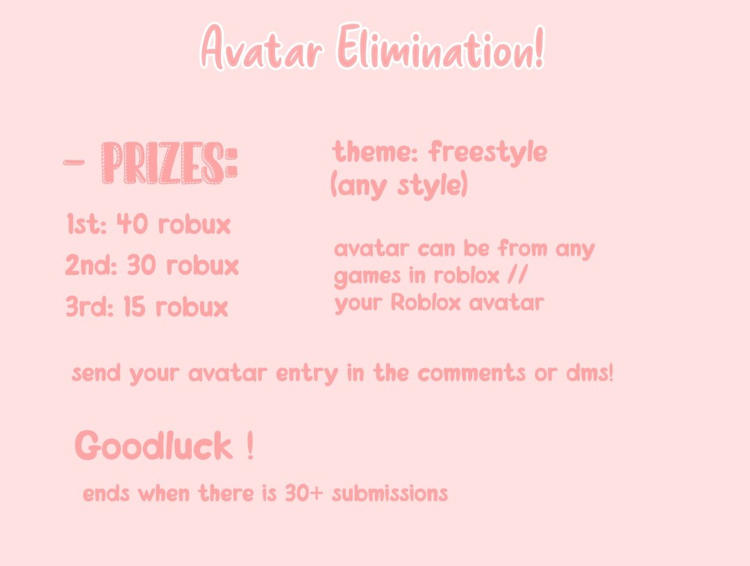 Chào mừng đến với cuộc thi Roblox Avatar Elimination trên Roblox! Đây là cơ hội để bạn thi đấu với những game thủ khác với avatar của riêng mình. Hãy trổ tài và chinh phục những thử thách để giành chiến thắng và trở thành nhà vô địch!