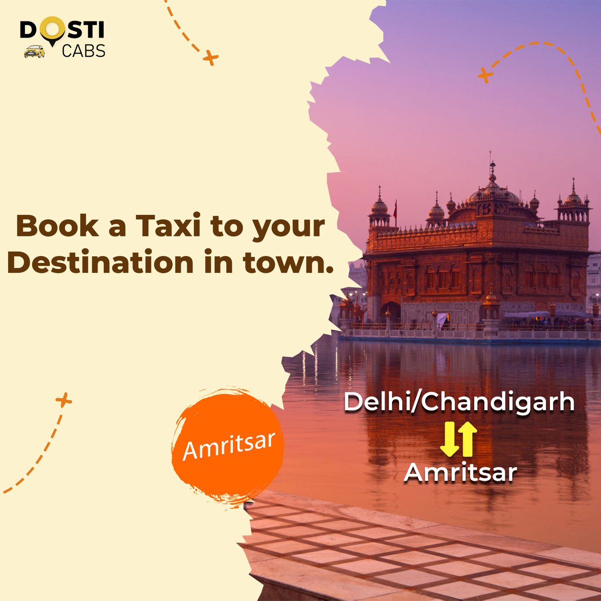 You can book our online reliable cab service in Delhi and get our most affordable Dosti cab in this beautiful city. Kick-start and end your journey with us by booking cab in Delhi or Chandigarh for all your pick and drop facilities from the airport or railway station.