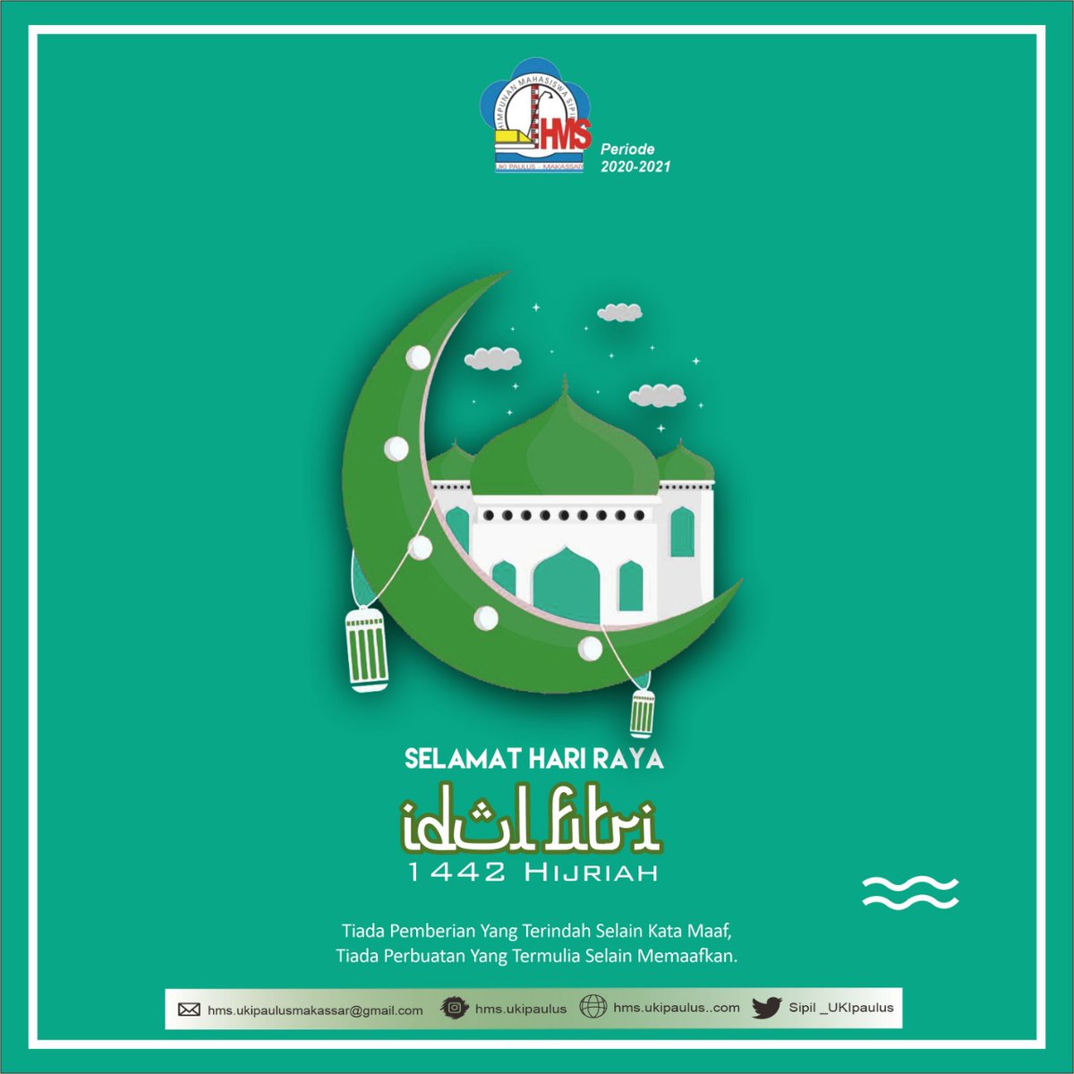 Sipil_UKIPaulus's tweet photo. [HARI RAYA IDUL FITRI]
Segenap keluarga besar HMS UKI Paulus mengucapkan
Selamat Hari Raya Idul Fitri 1442 H
 Minal Aidzin Wal Faidzin
Mohon Maaf Lahir dan Batin 🙏
.
.
#hmsukipmakassar #mahasiswa #fkmtsi #tekniksipil #ukip https://t.co/ms8dT0oI7q