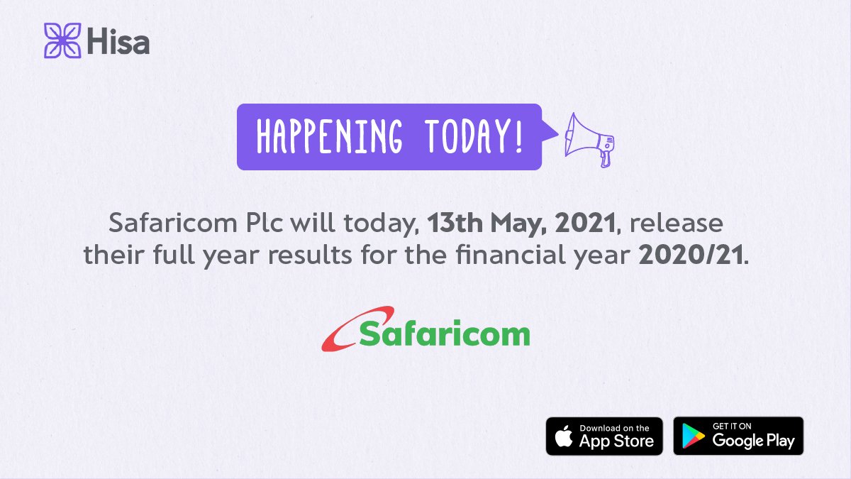 Safaricom Plc, Kenya's largest company by market capitalization will release their Full Year results today from 7:45AM. 

On the Hisa App, Safaricom will remain our top watch for the day.