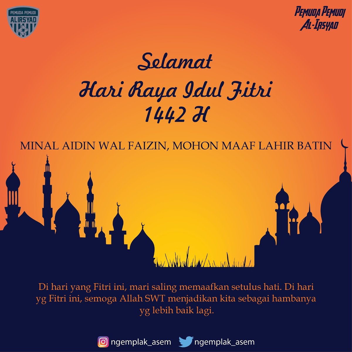 ngemplak_asem's tweet photo. Dalam setiap senyum dan tawa bersama; Dalam setiap doa hening yang dijawab; Dalam setiap kesempatan yang menghampiri - semoga Allah selalu memberkahi di hari yang Fitri ✨ https://t.co/jlMM6dor24