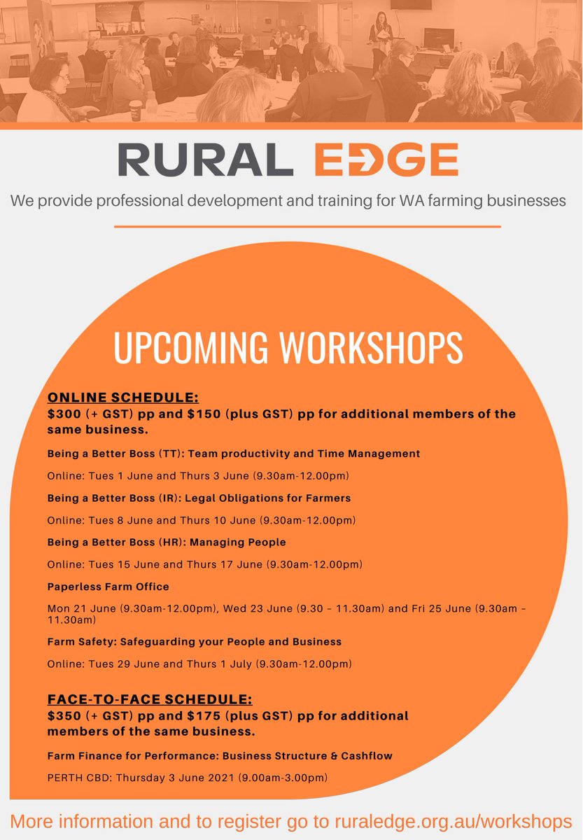 RuralEdgeAus's tweet photo. In June, Rural Edge are offering a range of workshops for all members of your farm business to build on your skills and provide you with an opportunity to maximise your business & profits.
More information and to register go to https://t.co/C9OubfKTs3
#agtraining #farmbusiness https://t.co/uMfb4OK3aH