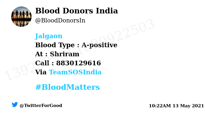 BloodDonorsIn's tweet photo. #Jalgaon
Need #Blood Type :  A-positive
At : Shriram
Blood Component : Plasma of #COVID19 recovered patient
Number of Units : 2
Primary Number : 8830129616
Via: @TeamSOSIndia
#BloodMatters
Powered by Twitter https://t.co/M0KkKNDoXB