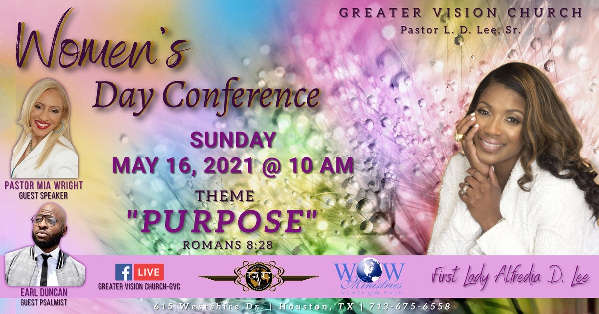 AlfrediaLee's tweet photo. Join the Women's Day Celebration; SUNDAY May 16 @10AM!
#GreaterVisionChurch #PastorLDLee #MiaWright #EarlDuncan #WOWMinistry #Purpose https://t.co/gisFZkfQzy