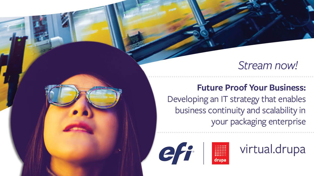 EFIPrint's tweet photo. A great IT strategy is key for a profitable #packaging business. It's not too late to watch Aleks Zlatic's #virtualdrupa session on how the #EFIPackaging Suite can help build a true end-to-end packaging ecosystem! https://t.co/AHS0GNAPXf https://t.co/1GquOToLWE