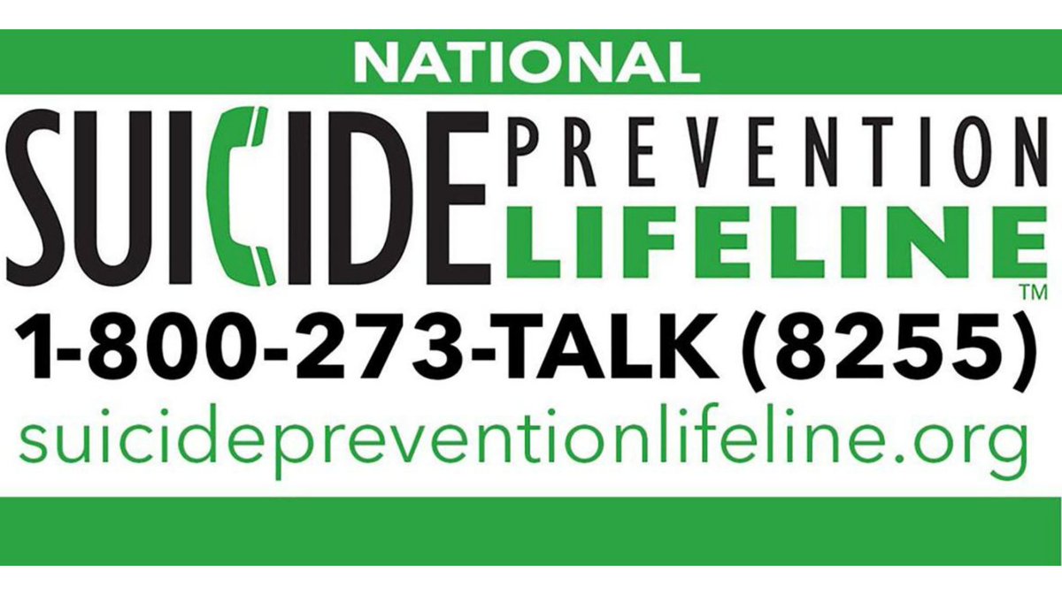 The National Suicide Prevention Lifeline provides free and confidential emotional support to people in suicidal crisis or emotional distress. If you are in crisis please call 1-800-273-8255 or text 741741. Both services are available 24/7. #MentalHealthMonth