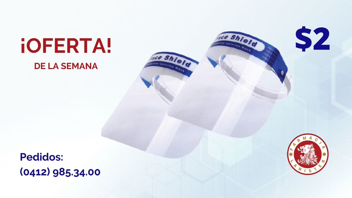 wellfarmavzla's tweet photo. #Ofertas de la semana...
#Clindamicina y caretas #FaceShield
Corra la voz 📢 o haga RT por si alguien necesita alguno de estos productos. ¡Gracias!
#Caracas https://t.co/r9oRlgadOx