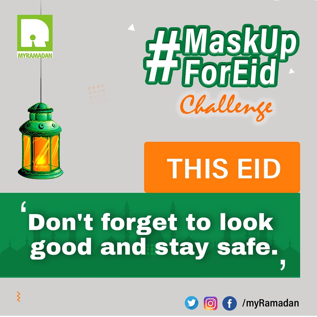 bemyramadan's tweet photo. Take the #MaskUpForEid Challenge, and share with family, friends and loved ones

Share/Like/Follow myRamadan

Eid Mubarak to you all

#COVID19 #CORONAVIRUS #StopTheSpread #StaySafe #myRamadan #Ramadan #Muslims #Islam #Dawah #Lagos #Nigeria #World #Abaya #Style #Fashion #Challenge https://t.co/e2RR3cXWKH