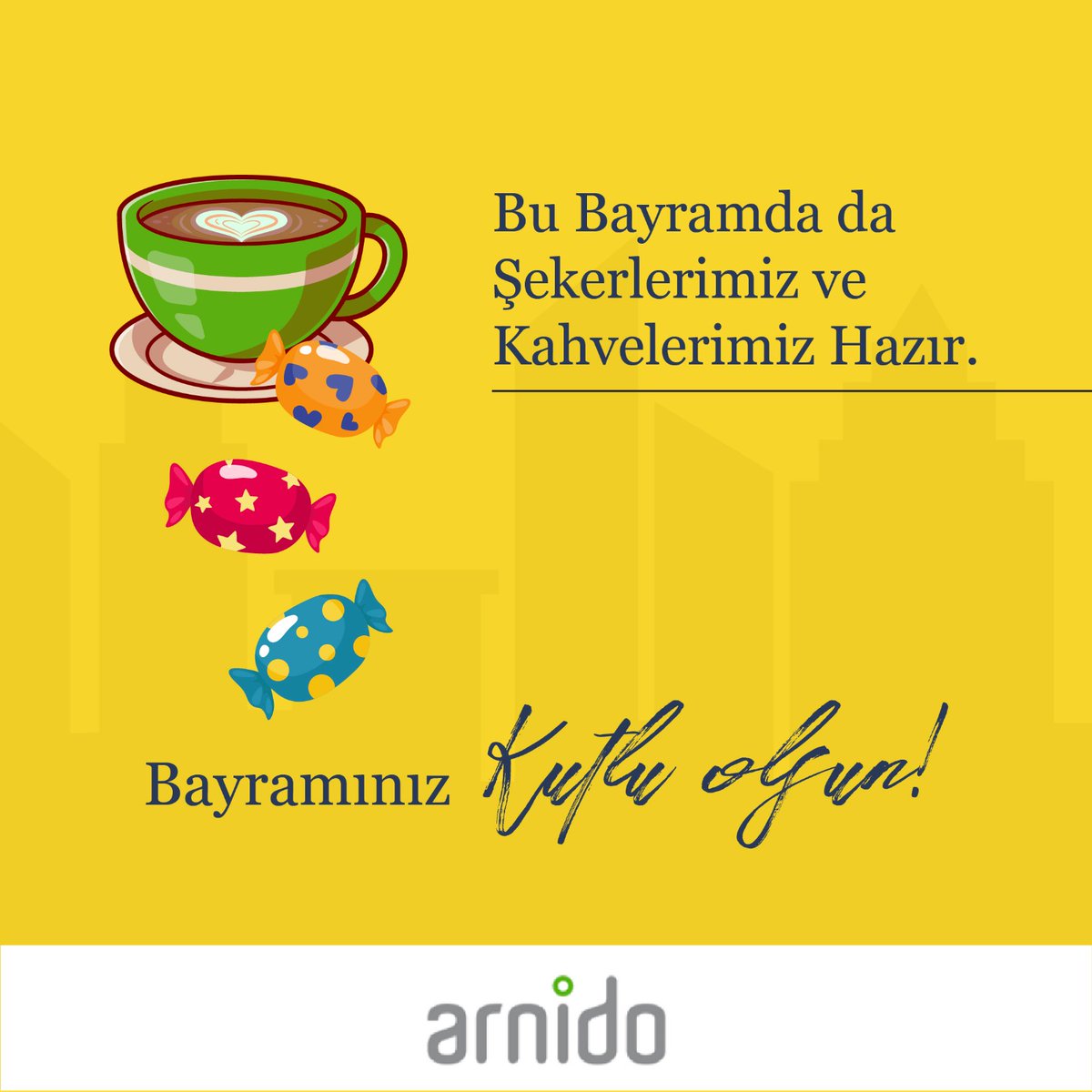 Bayramın coşkusu sizlerin ve sevdiklerinizin üzerinde olsun. Umut ve muhabbet dolu bir bayram dileğiyle... #iyibayramlar #Arnido