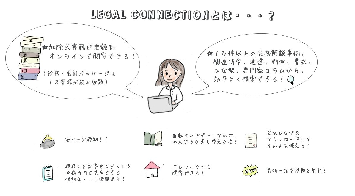 SHINNIPPON_HOKI's tweet photo. 新日本法規出版運営の定額制オンラインサービス「LEGAL CONNECTION」について、イラストでまとめてみました！
加除式書籍をオンラインで閲覧でき、さしかえも不要📔
2週間の無料トライアルで全機能をお試しいただけます💻
詳細は➡️https://t.co/AHJyFUovBI

#リーガルコネクション  #LEGALCONNECTION https://t.co/d73uMXhJHv