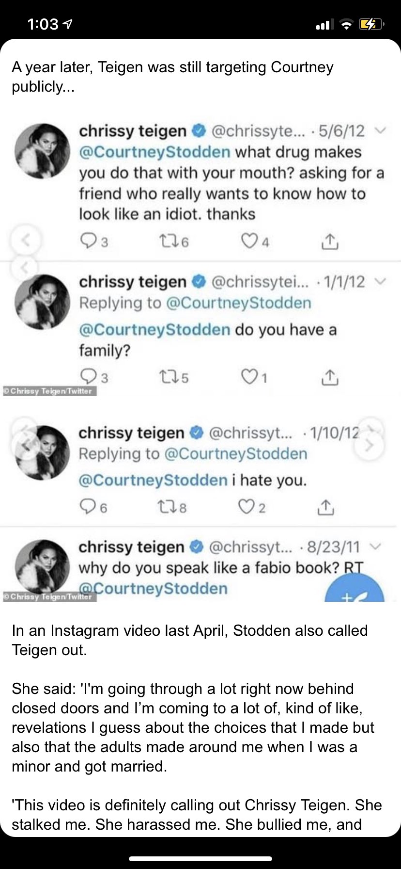 As someone who has been bullied the same way I can’t believe people are still giving this evil troll a platform. Cancel her ass . #cancelchrissyteigen https://t.co/MFRNFGZpsl