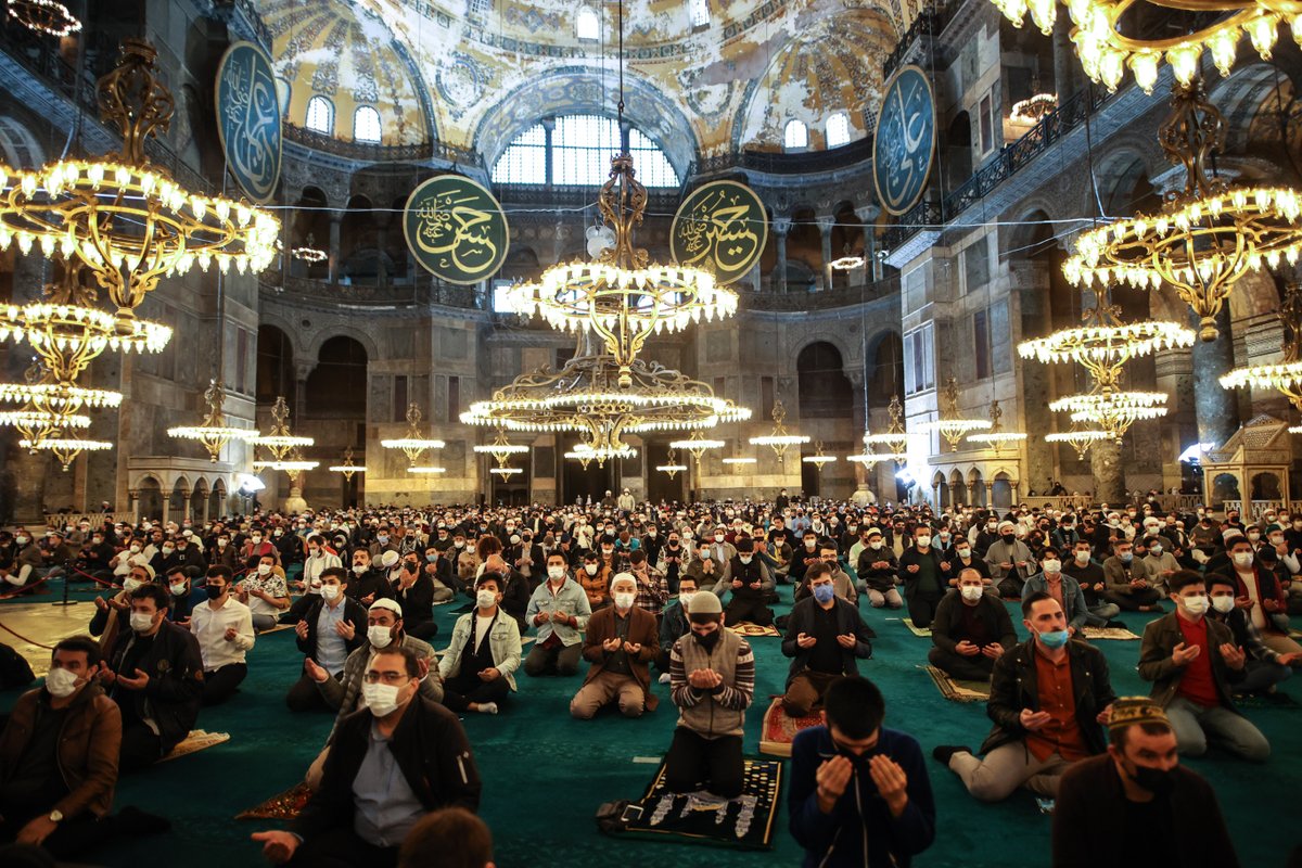 In pictures: For the first time in 87 years, Muslims perform Eid al Fitr prayer at Hagia Sophia Grand Mosque in Turkey's Istanbul ☪️🕊🕌
