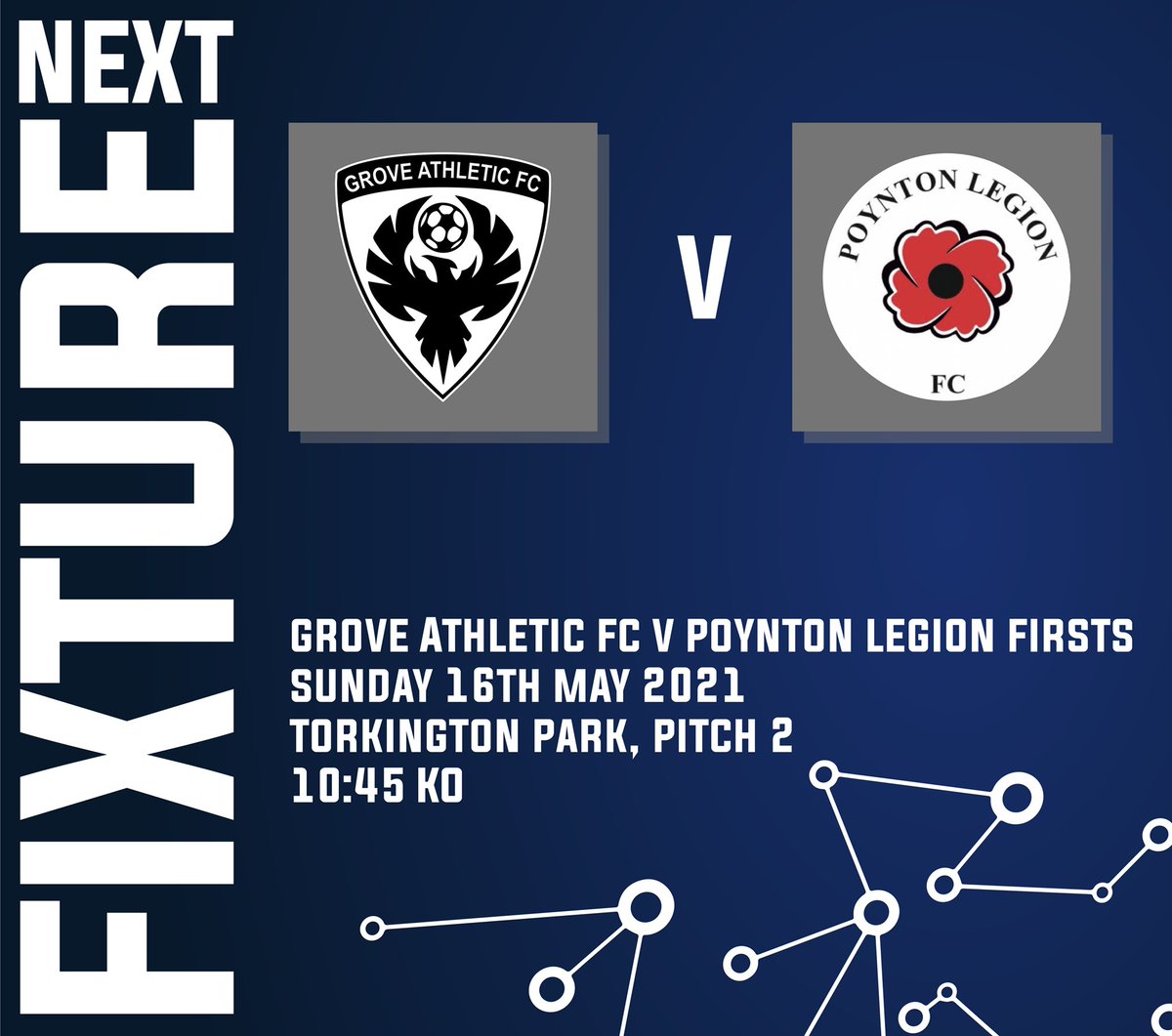 FIXTURE:

Grove Athletic V <a href="/PoyntonLegionFC/">Poynton Legion FC</a> 
Sunday 16th May 2021
Torkington Park, Pitch 2
10:45 KO

#UFTG💙

Along with the other fixtures this weekend in <a href="/EastCheshireSFL/">ECSFL</a> there will be a minutes silence held prior to kick off in memory of Jordan Banks.