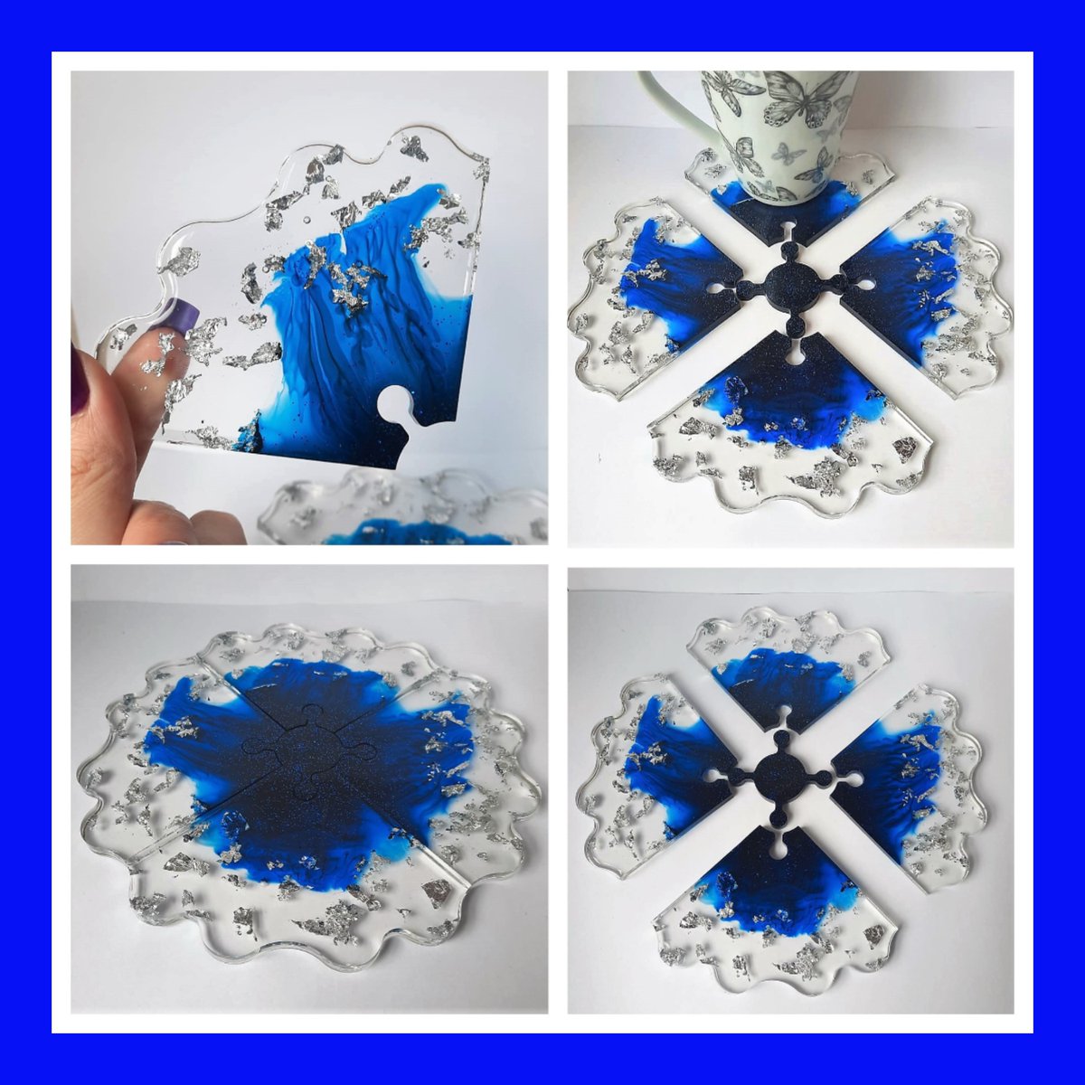 BoxOlives's tweet photo. #etsy shop: Interlocking Epoxy Resin Geode Puzzle Coasters (set of 4), Blue Glitter Clear Silver Coasters https://t.co/hIXbi67rrF #blue #silver #interlockingresin #interlockingcoaster #puzzlecoasters #setof4 #highqualityresin https://t.co/H001z9ncCG