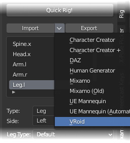 ArtellBlender's tweet photo. Another *quick* Quick Rig update:
- VRoid preset
- setting to remove "root" bone
- setting to show controllers in front
- fixed IK legs automatic rotation
#b3d #quickrig https://t.co/nZkZfpxD6v
