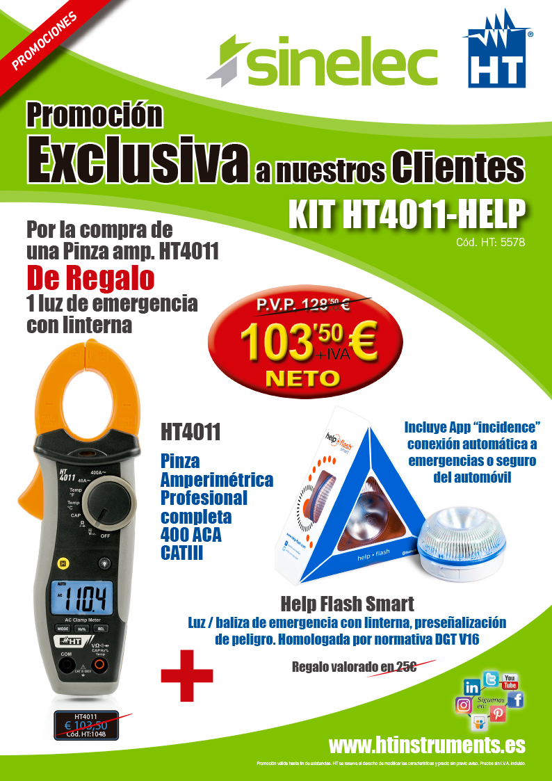 gruposinelec's tweet photo. 📢 #VentajasSinelec | Por la compra de una pinza amperimétrica #HTinstruments HT4011 de regalo una luz de emergencia con linterna. ¡Ven a por la tuya! 🔦 https://t.co/4AheDMGYQe