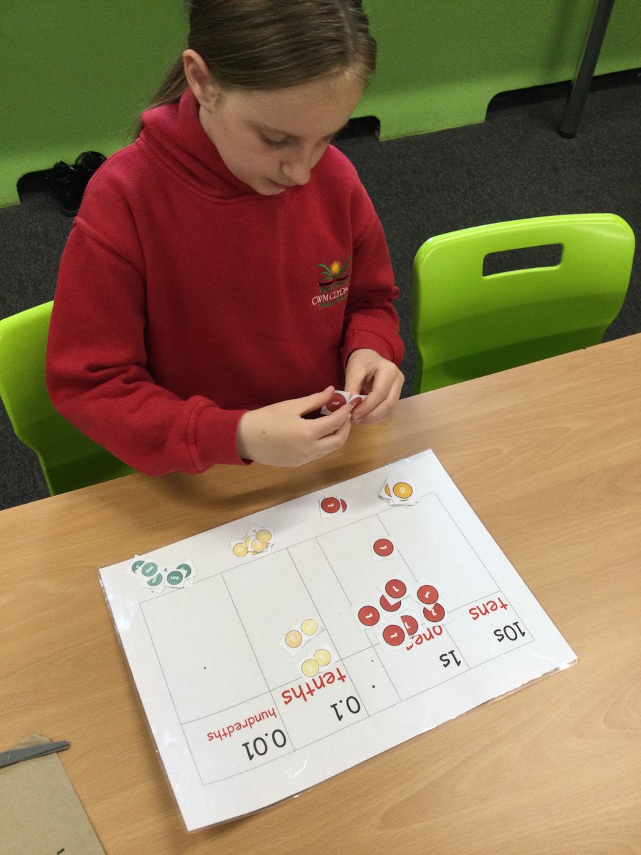 CwmclydachPri's tweet photo. Use have been using counters to help us understand decimal numbers today #ArianCwm #cwmcapable https://t.co/fz6tGZSDct