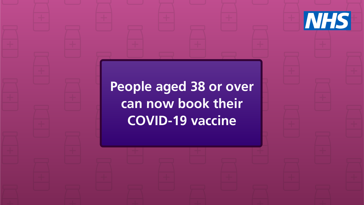 Copy on image read: People aged 38 or over can now book their COVID-19 vaccine