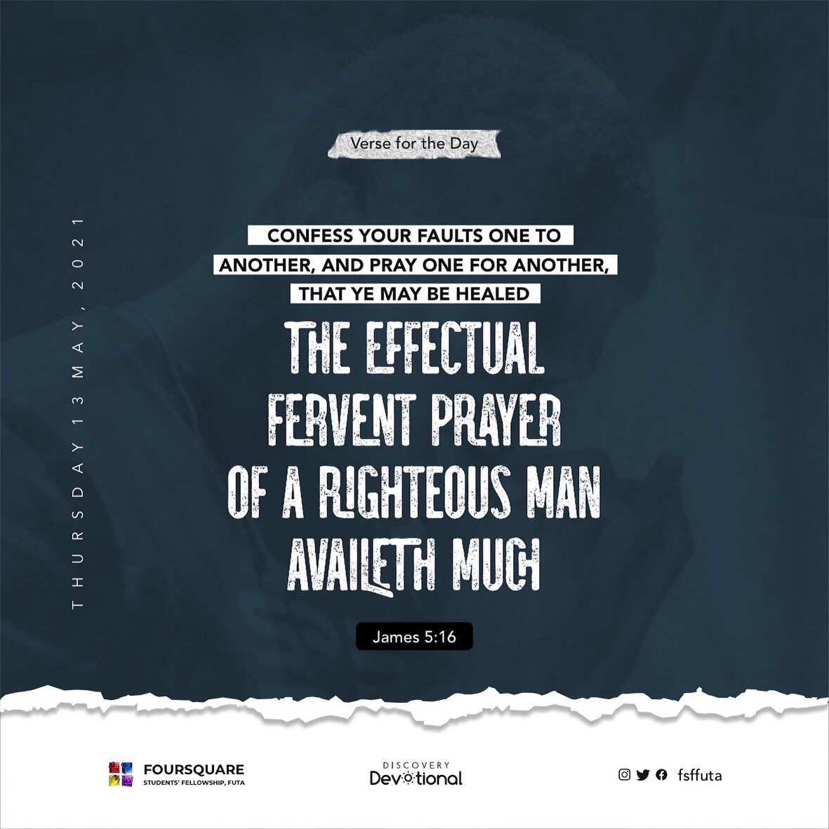 fsffuta's tweet photo. Have you ever wondered why you feel less burdened when you share your problems with someone else?
There’s a healing that takes place in this process.
Confess your faults, one to another and pray for one another
#fsffuta #discoverydevotional #dailydevotional #dailybible #prayer https://t.co/BdLEIlWFvW