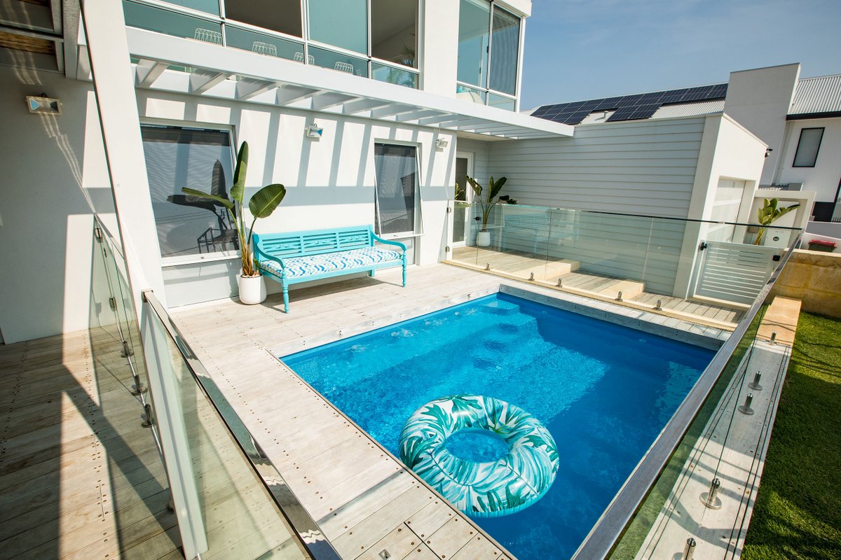 BuccaneerPools's tweet photo. A pool will not only add value to your home, they are special places that allow for relaxing escapes, family fun and outdoor entertainment!

Display centres are open for you to explore more Buccaneer models like the gorgeous Capri pictured in Cyber Sky. https://t.co/ZHS7y6mukQ