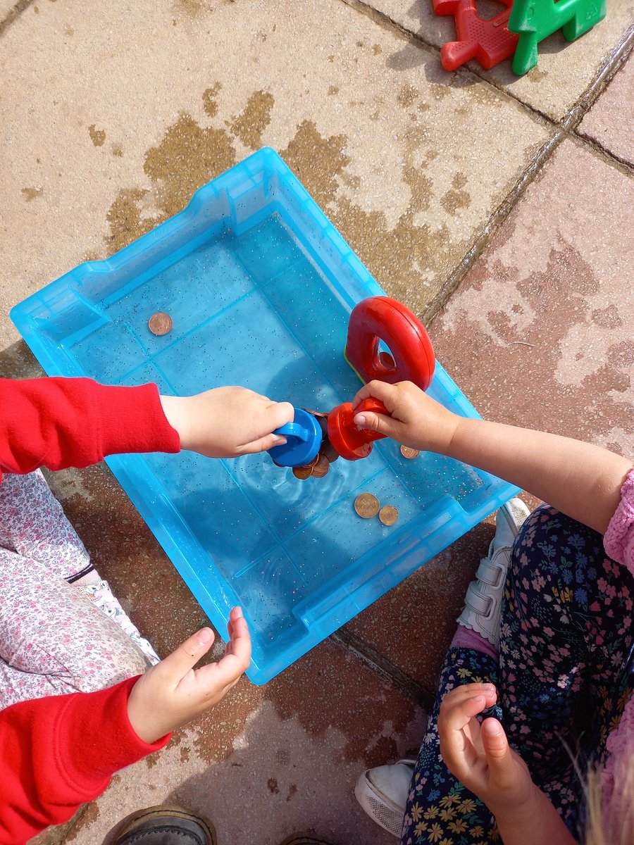 Stepping_Stone2's tweet photo. Our theme this week is Science and Technology.  Our children have enjoyed fishing for the metal coins with the magnets, and playing with a selection of our IT resources. https://t.co/340spYeM9m