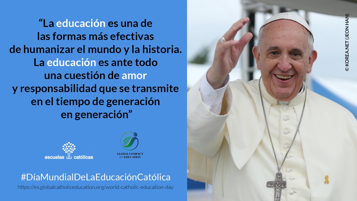 Escuelas Católicas (@ecatolicas) on Twitter photo “La educación es una de las formas más efectivas de humanizar el mundo y la historia. La educación es ante todo una cuestión de amor y responsabilidad que se transmite en el tiempo de generación en generación” (<a href="/Pontifex_es/">Papa León XIV</a>)
#DíaMundialDeLaEducaciónCatólica
#YoSoyEscuelaCatólica “La educación es una de las formas más efectivas de humanizar el mundo y la historia. La educación es ante todo una cuestión de amor y responsabilidad que se transmite en el tiempo de generación en generación” (<a href="/Pontifex_es/">Papa León XIV</a>)
#DíaMundialDeLaEducaciónCatólica
#YoSoyEscuelaCatólica