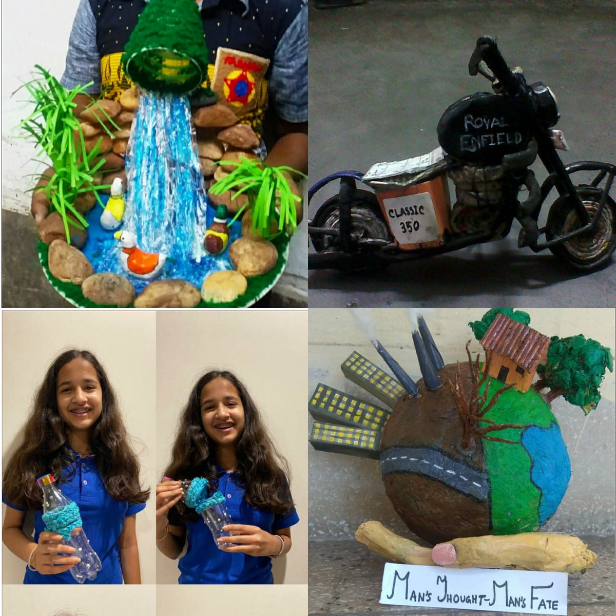 SwitchONIndia's tweet photo. Heartiest congratulations to the students for making #bestofwaste 
Here are the winning entries of competition organised on the occasion of @EarthDay_India We are thankful to parents and school authorities to encourage children to take part. https://t.co/Epq3XlIWgu