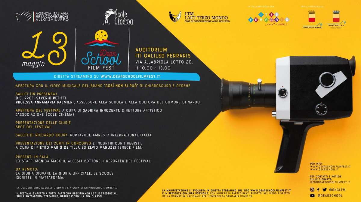 OngLtm's tweet photo. Finalmente inizia il DEAR SCHOOL FILM FEST! 
Per seguire la diretta https://t.co/2RazJLFjAy https://t.co/QI6BR8O7Bw