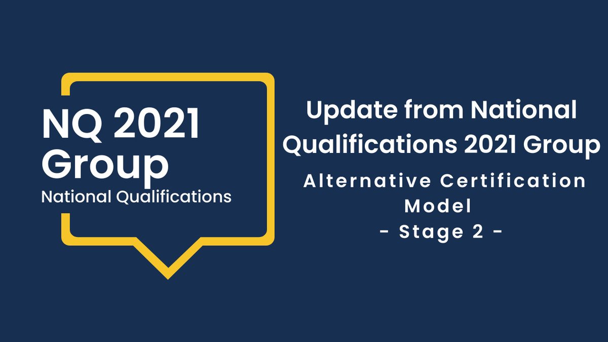 SQA (@sqanews) on Twitter photo The National Qualifications 2021 Group has published an update about the second stage of the Alternative Certification Model that will be used to award this year's National 5, Higher, and Advanced Higher courses - you can read the statement here bit.ly/3sdXzuM #SQA2021 The National Qualifications 2021 Group has published an update about the second stage of the Alternative Certification Model that will be used to award this year's National 5, Higher, and Advanced Higher courses - you can read the statement here bit.ly/3sdXzuM #SQA2021
