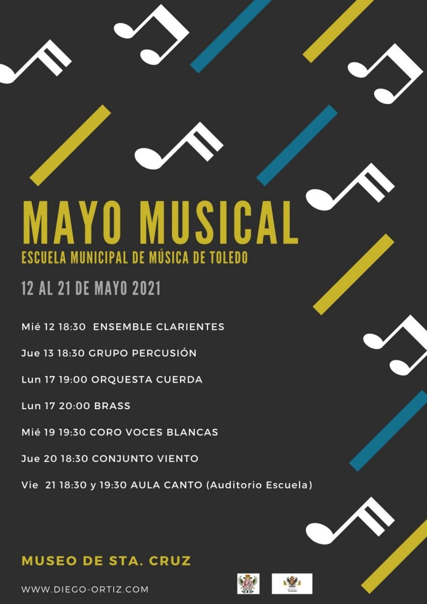 toledocultura's tweet photo. #MayoMusical es la propuesta de la Escuela Municipal de Música Diego Ortiz de @toledoayto para este mes primaveral. Se trata de la puesta en escena del talento y amplia diversidad de especialidades que ofrece este centro educativo.
Conoce las fechas y horarios 👇 #CulturaSegura https://t.co/4pSDuTWZZc