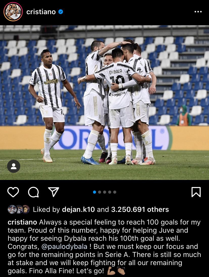 BianconeriZonIt's tweet photo. 📱 Su #Instagram, #Cristiano fa gli auguri a #Dybala e Dybala fa gli auguri a Cristiano.
#CR100 🤝 #PD100 🏳️🏴 https://t.co/ou3fvcE6KR