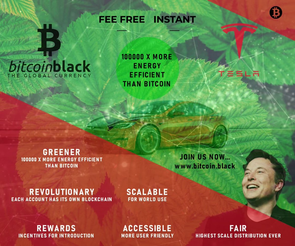markwestwebsite's tweet photo. @elonmusk finally figured it out! #bitcoinblack is that coin he seeks. Lightning fast, FEE FREE and GREEN!!!! Watch for it...we are coming to the world!!! #crypto #CryptoNews #GreenCrypto @Jonvlogs @TheCryptoLark  @thecryptomonk @ashwsbreal @thecryptorep @CryptoSl369 #green https://t.co/vLe2AtFSGU