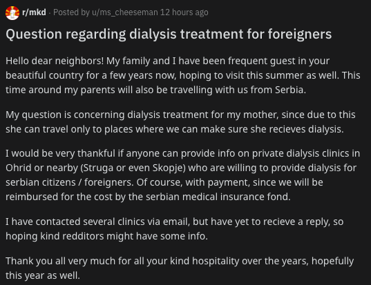 Каде може дијализа да се прави приватно во околина на Охрид?